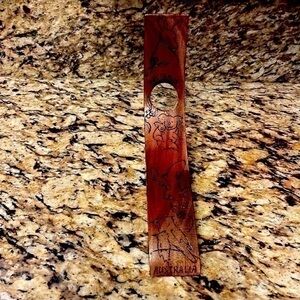 Wooden Australian wine holder hand burnt art